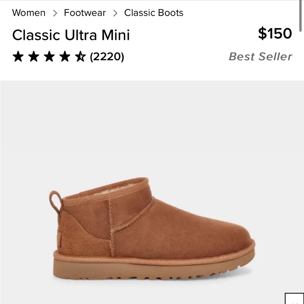 UGG Classic Ultra Mini, Chestnut, Size 7